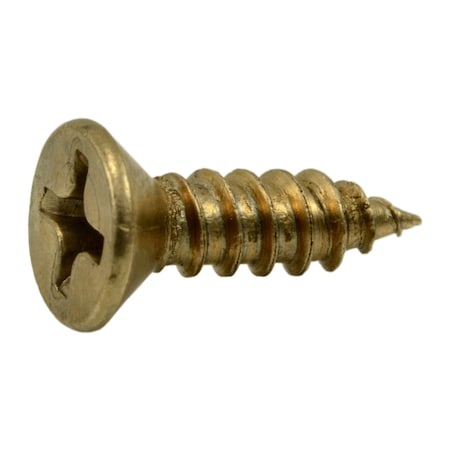 Midwest Fastener Wood Screw, #7, 1/2 in, Plain Brass Flat Head Phillips Drive, 40 PK 69864